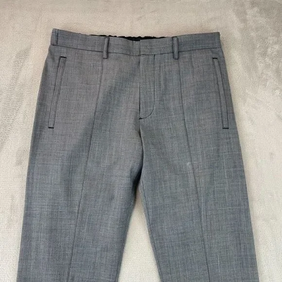 Theory Pants‎ Men 31x30 Gray Wool Blend Ace Illeston Ankle Zip Tapered Fit